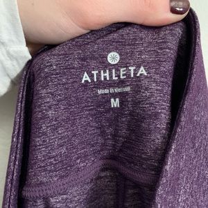 purple heather athleta leggings w pockets, size M